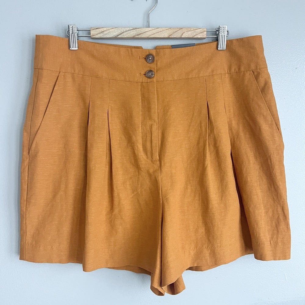 Worthington Lyocell Linen Blend‎ Shorts Super High Rise in Summer Bronze 18 NWT